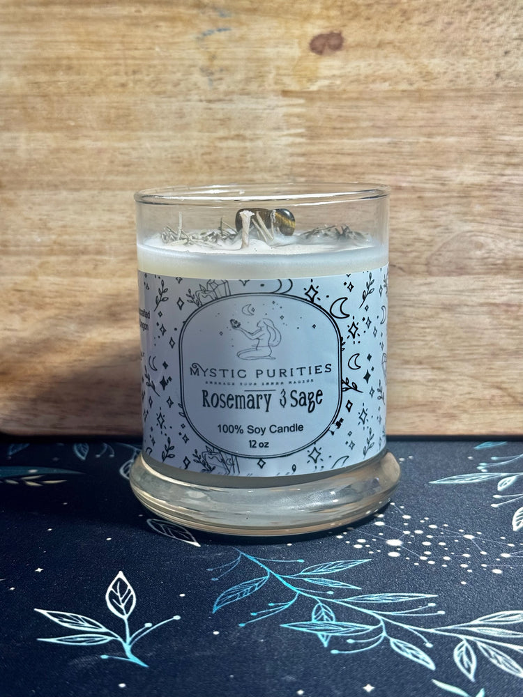 Rosemary & Sage | 12oz Glass Soy Candle