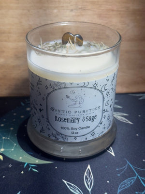 Rosemary & Sage | 12oz Glass Soy Candle