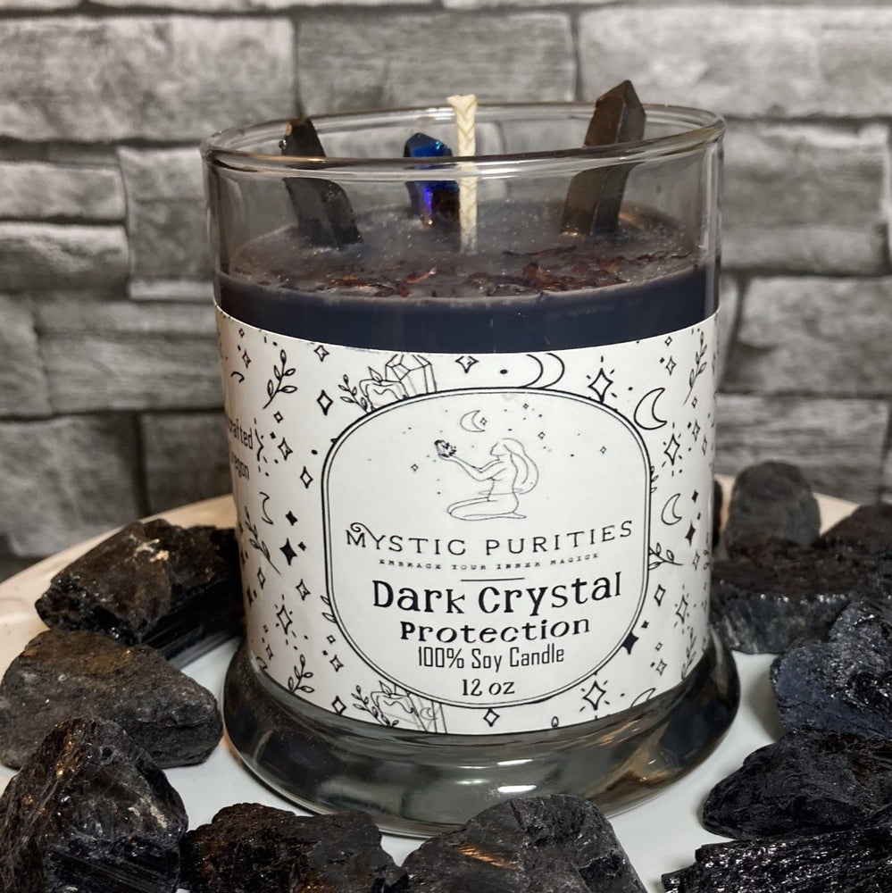 Dark Crystal Protection | 12oz Glass Soy Candle