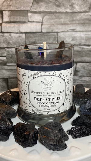 
            
                Load image into Gallery viewer, Dark Crystal Protection | 12oz Glass Soy Candle
            
        