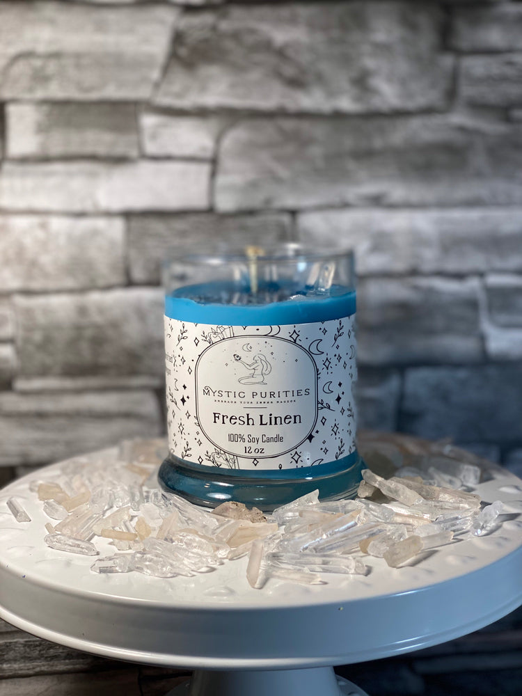 
            
                Load image into Gallery viewer, Fresh Linen | 12oz Glass Soy Candle
            
        